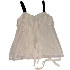 MAX & Co. Cream & Black Plissé-Top with Wrap-Effect with Volants Size 8